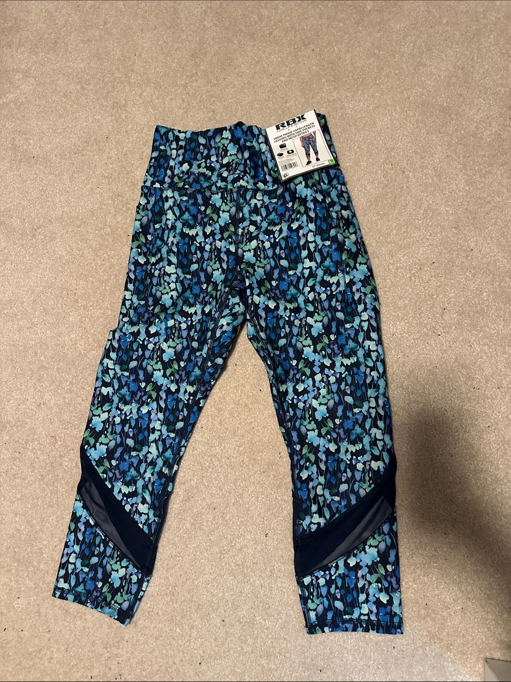 RBX Women’s Teal & Navy Floral Active Leggings